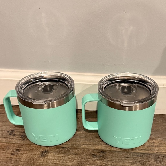 Yeti Other - YETI lot of 2 14oz Seafoam Green Stainless Steel Mugs no magnet on top